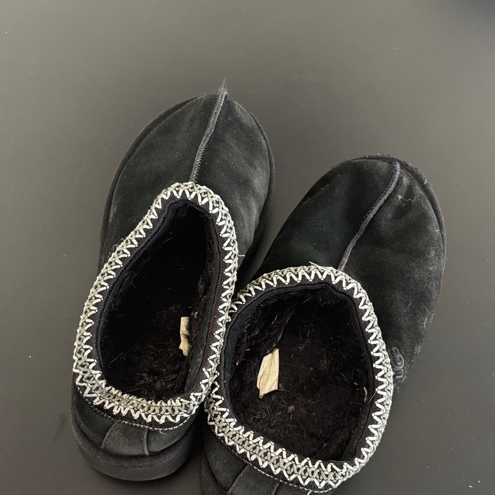 UGG Black Slippers with Gray Detailing
